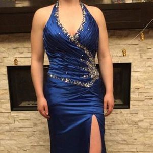 Royal blue satin gown